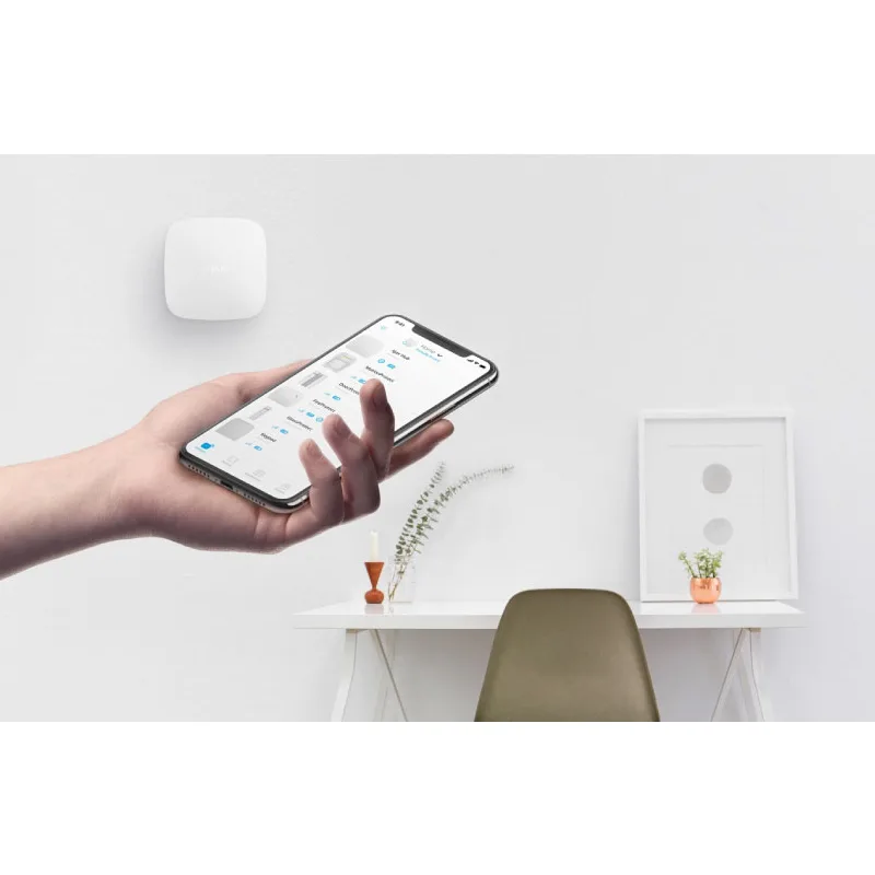 Ajax Hub being controlled via the Ajax mobile app