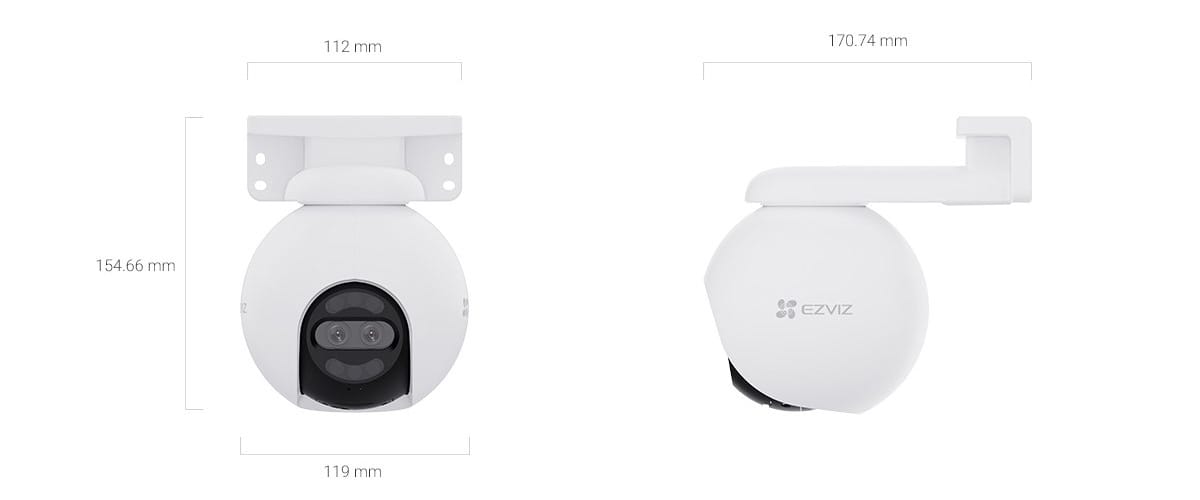 EZVIZ H80X Dual PT camera dimensions