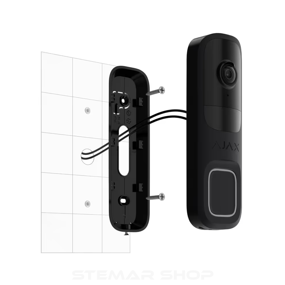 Ajax DoorBell black displaying SmartBracket and cabling
