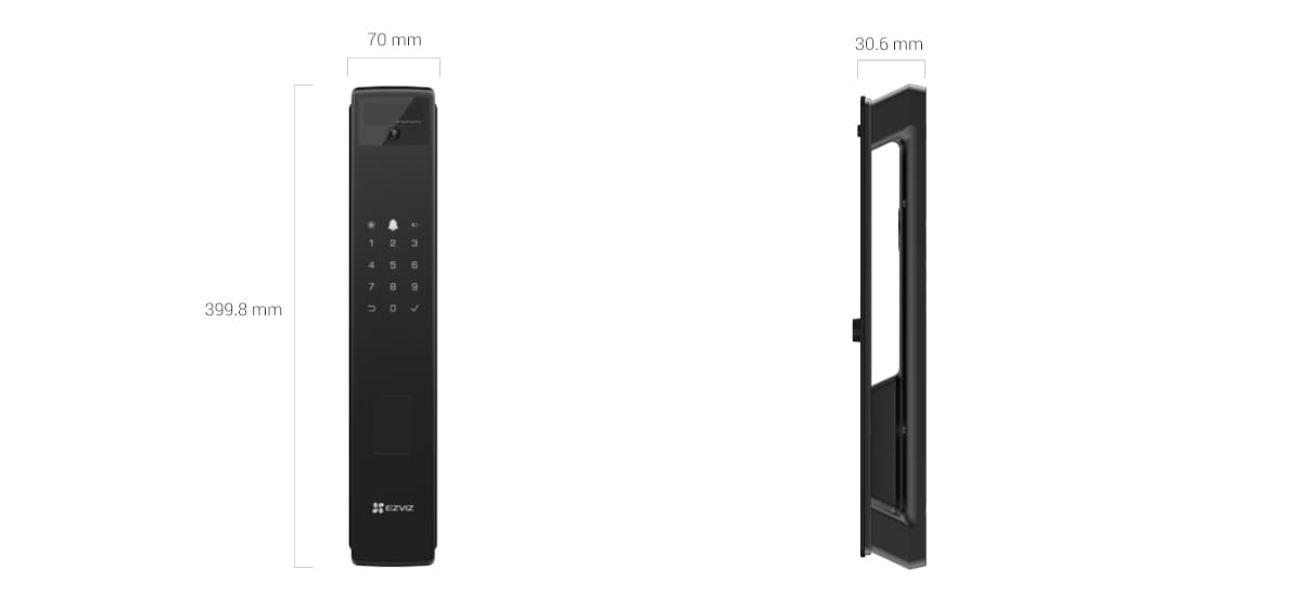 EZVIZ Y3000FVP Plus AI Video Smart Door Lock dimensions