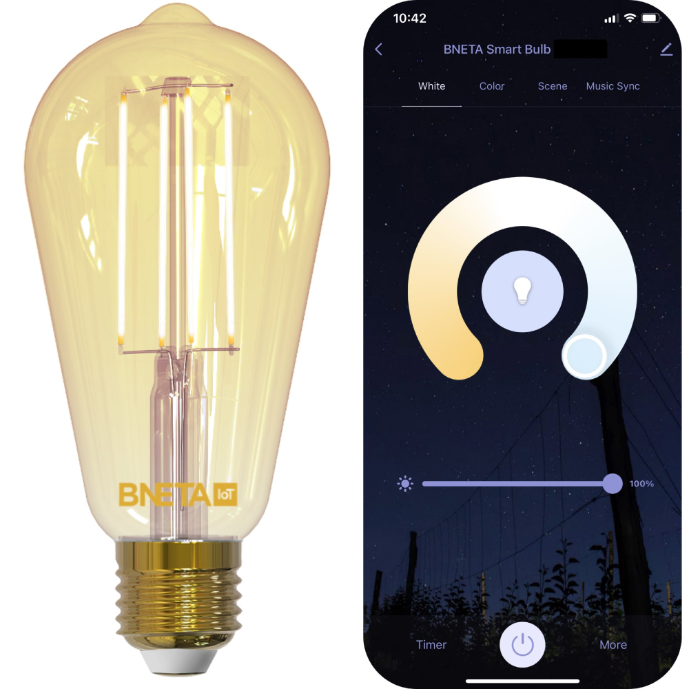 BNETA IoT Smart WiFi LED Filament Bulb ST64-FW - Image 3