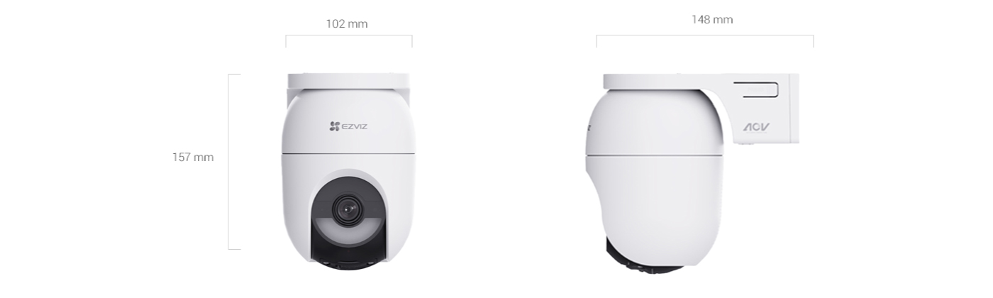 EZVIZ CB8 Lite 4G/WIFI AOV Camera Solar Bundle (4MP) product dimensions