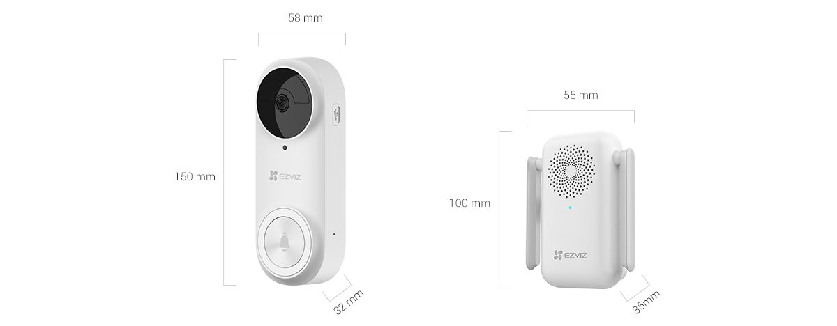 EZVIZ DB2 Pro Battery Video Doorbell 2K+ (5MP) product dimensions