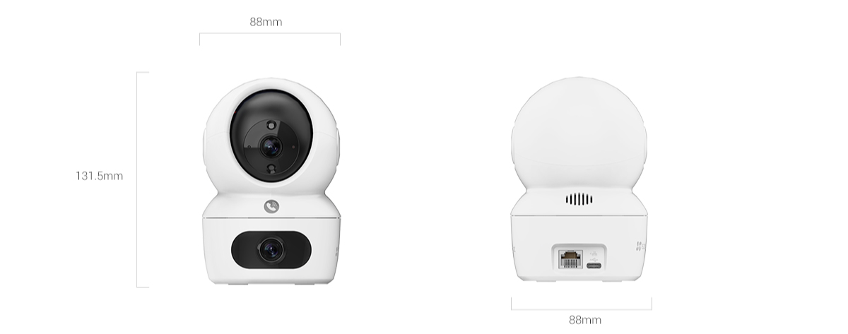 EZVIZ H7c 2K+ Dual-Lens Pan & Tilt WiFi Camera (3MP + 3MP) product dimensions