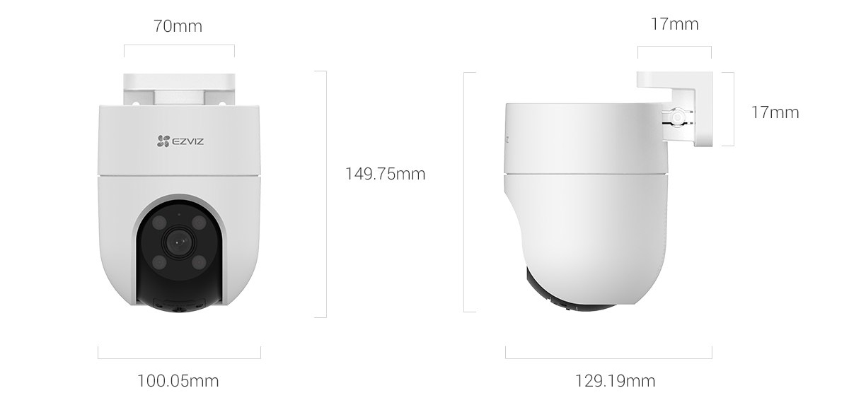 EZVIZ H8c 2K+ Pan & Tilt WiFi Camera (4MP) product dimensions