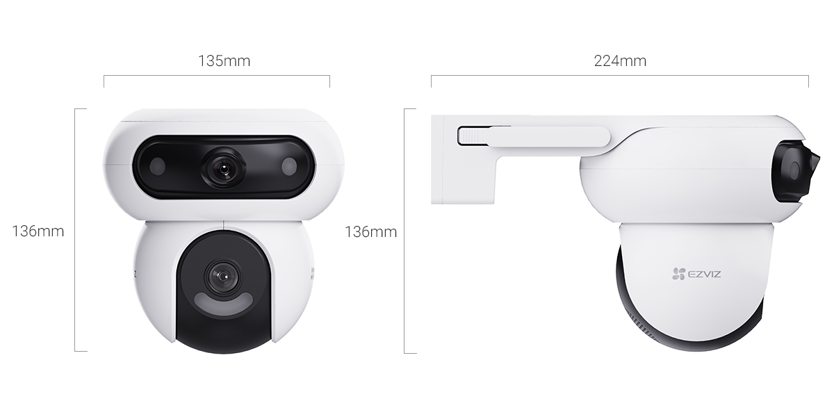 EZVIZ H90 Dual Lens 2K⁺ WiFi PT Camera (4MP) dimensions