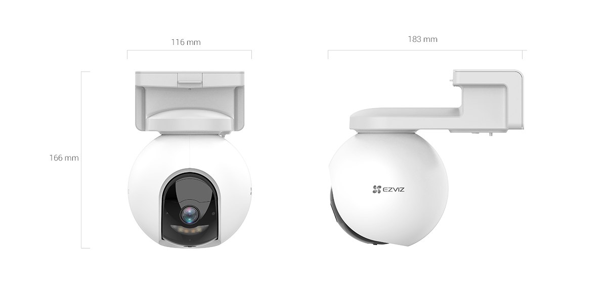 EZVIZ HB8 2K+ Battery PT WiFi Camera dimensions