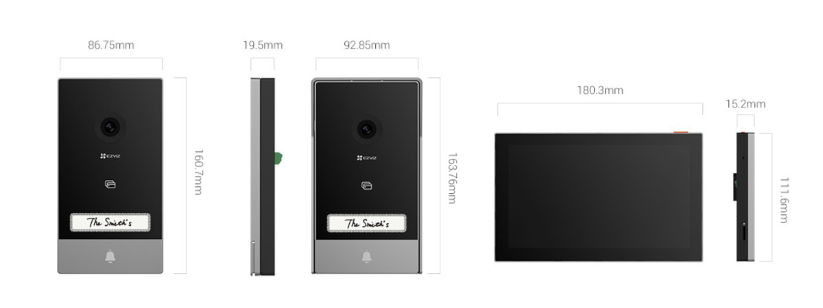 EZVIZ HP5 and HP7 product dimensions