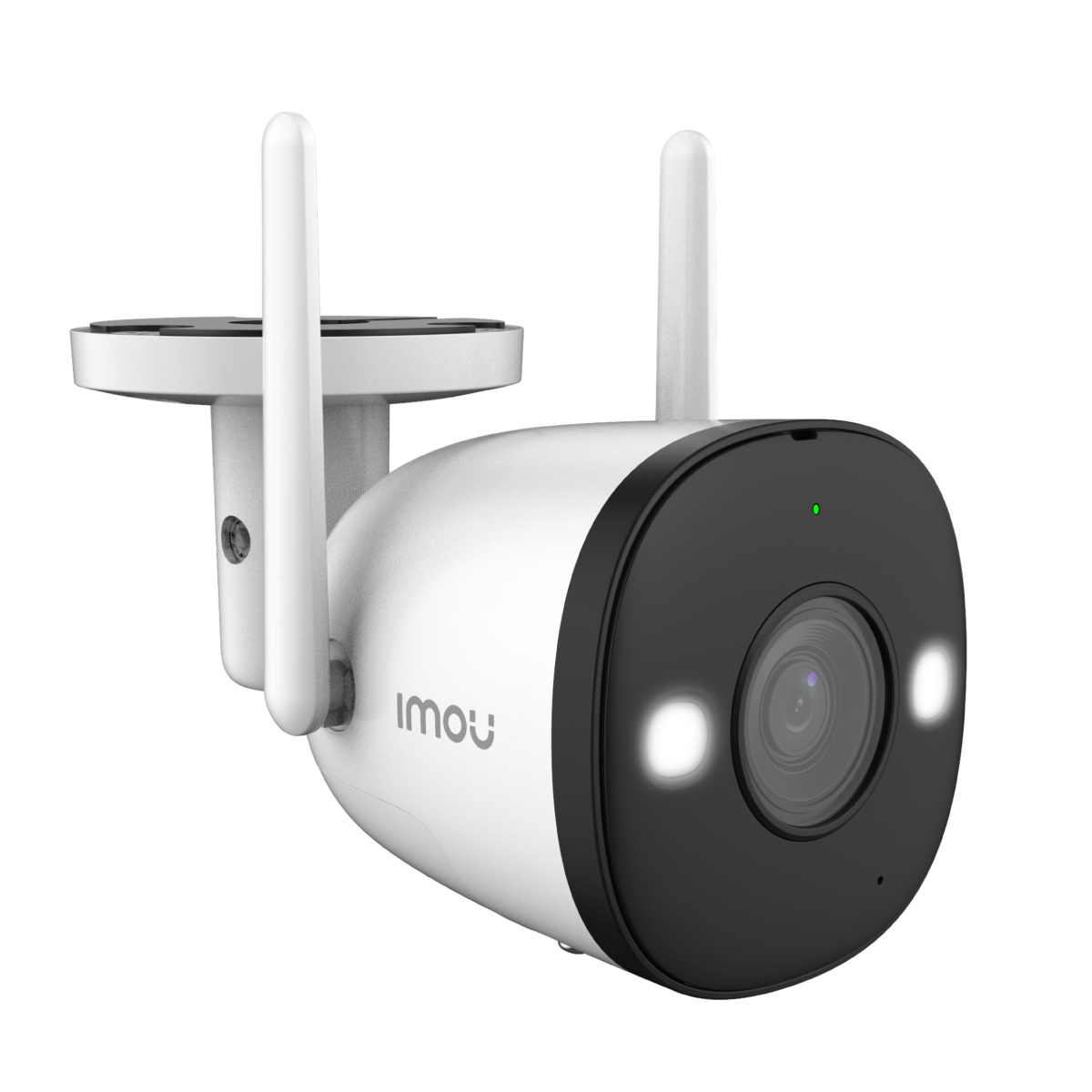 IMOU Bullet 2E WiFi Camera right perspective view with camera lighs on