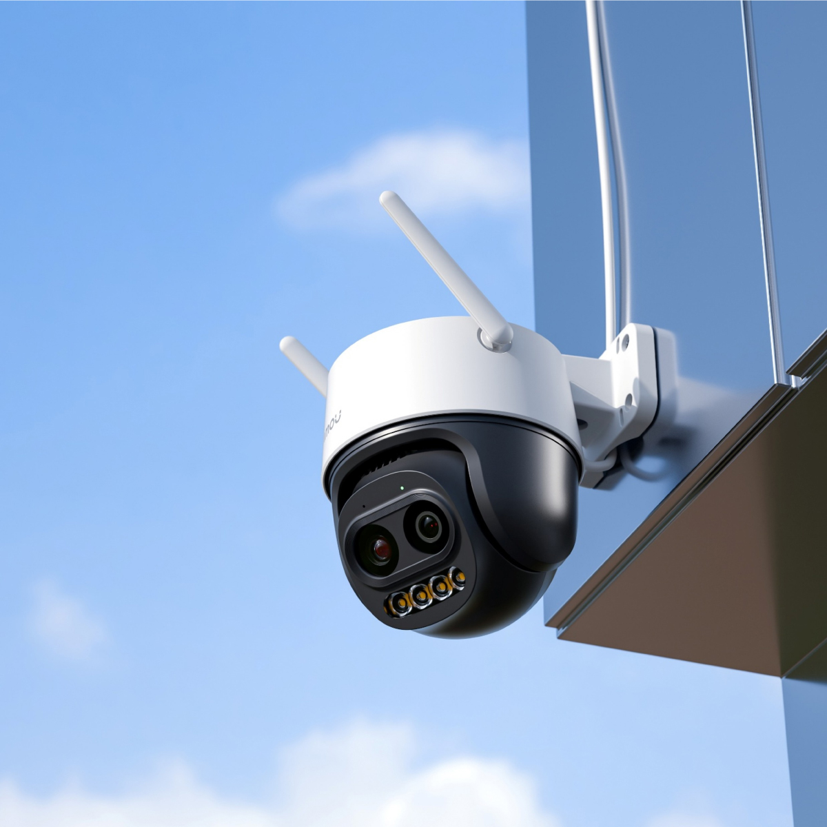 IMOU Cruiser Z 3K (5MP) Smart PT WiFi Camera installed on a building