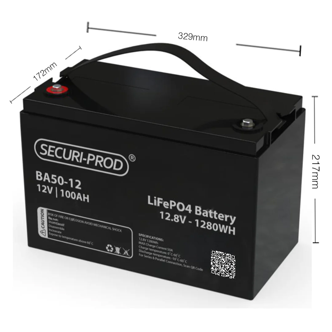 Securi-Prod 100Ah 12v Lithium (LiFePO4) Battery product dimensions