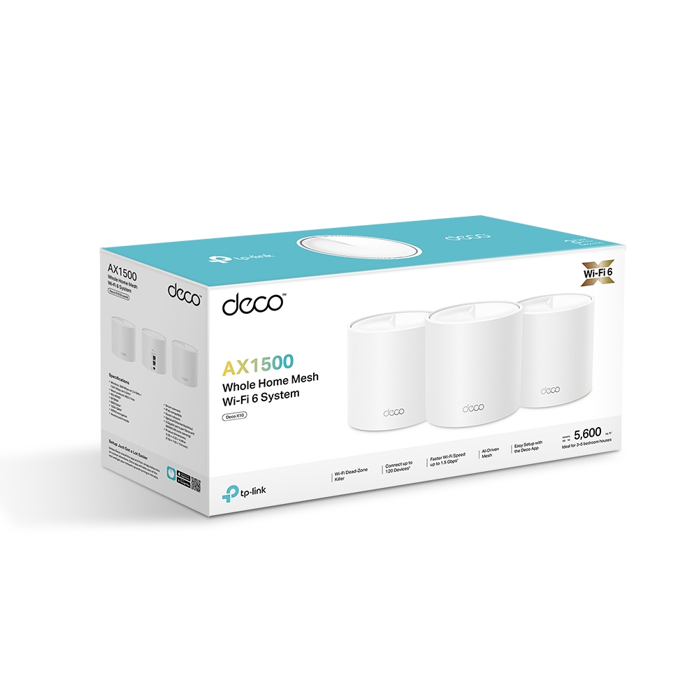 TP-Link Deco X10 AX1500 Whole Home Mesh Wi-Fi 6 System 3 pack boxed