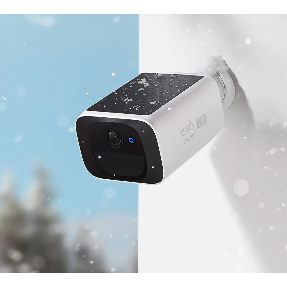 Eufy S220 SoloCam 2K Solar Powered Security Camera (3MP) installed on a wall