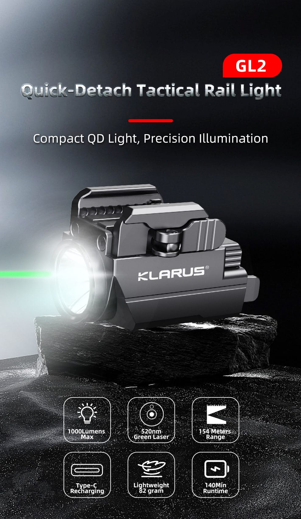 Klarus GL2 Quick detach tactical rail light