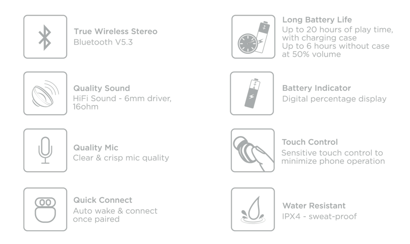 RED-E Lite Wireless Earbuds features