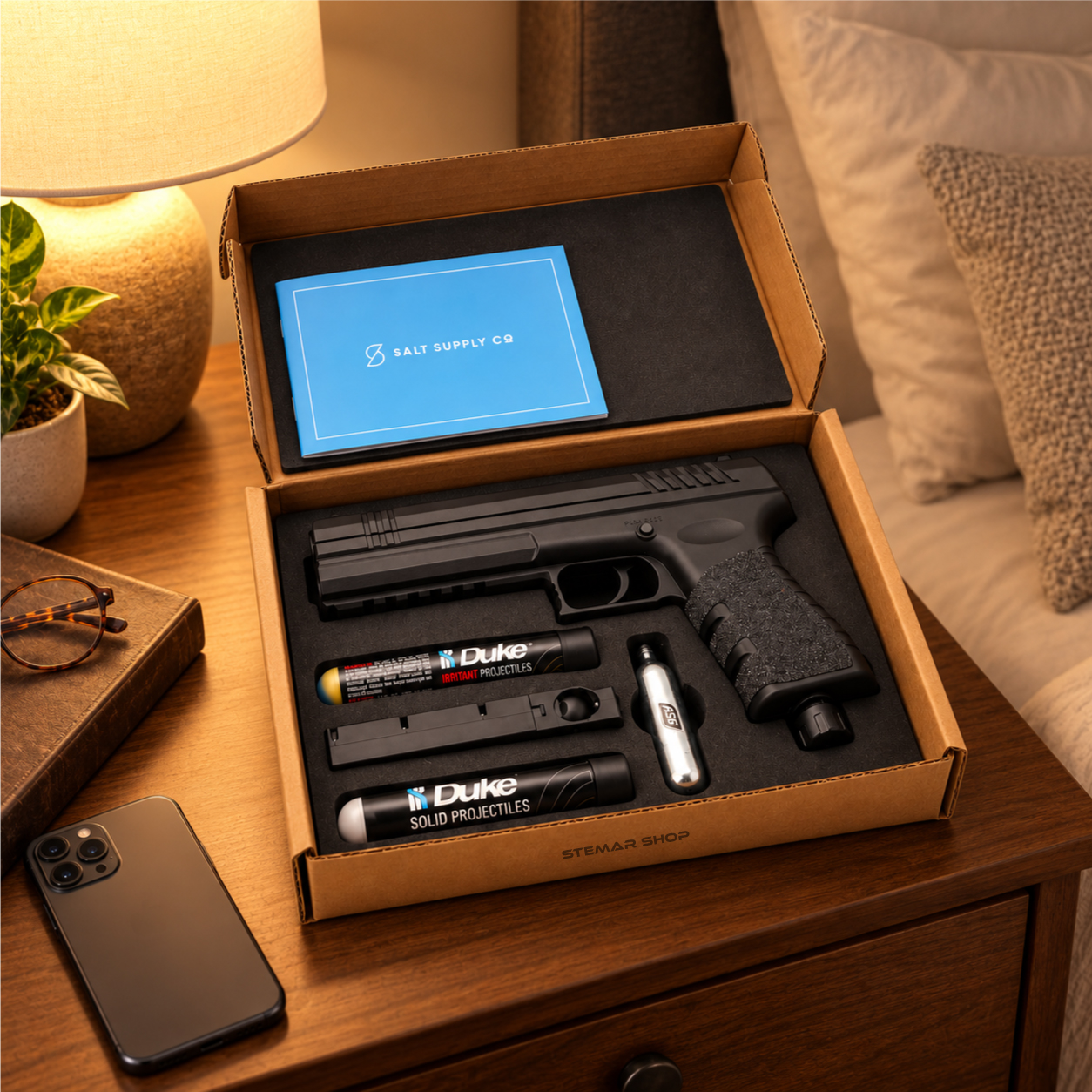 Salt s2 Pepper Launcher Kit | .68 Cal lifestyle in bedroom