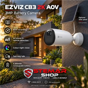 EZVIZ CB3 2K AOV Battery Camera (3MP) | Optional Solar Panel