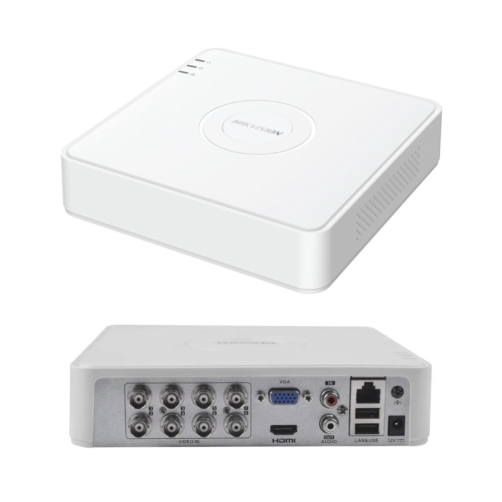 Hikvision 8-Channel 1080p Lite Turbo HD DVR back and front view