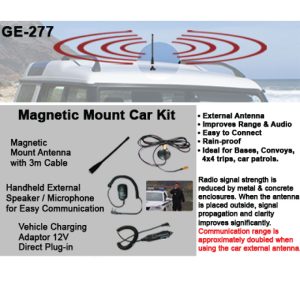 Zartek GE-277 Car External Antenna Kit with Vehicle Charger & Speaker Microphone