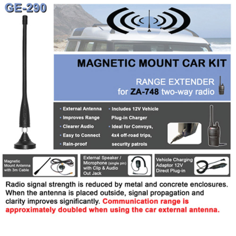 Zartek GE-290 Vehicle Antenna & Communications Kit for ZA-748 Two-Way Radio - Image 2