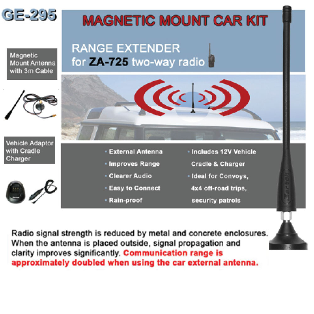 Zartek GE-295 ZA-725 Vehicle Car Kit with Magnetic Antenna & Chargers - Image 2