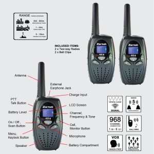 Zartek RX-8 Basic Twin Pack 500 mW Licence-Free UHF Two-Way Radios