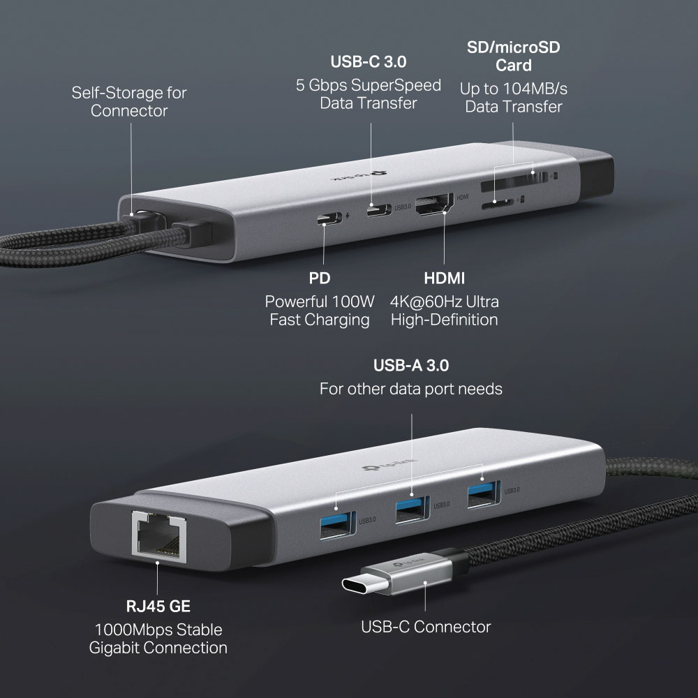 TP-Link 9-in-1 USB-C Hub with 4K 60Hz HDMI | Gigabit Ethernet | 100W Power Delivery - Image 5