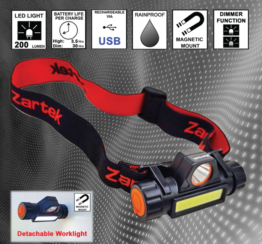 Zartek Rechargeable Detachable Magnetic Headlamp 200 Lumen - Image 2