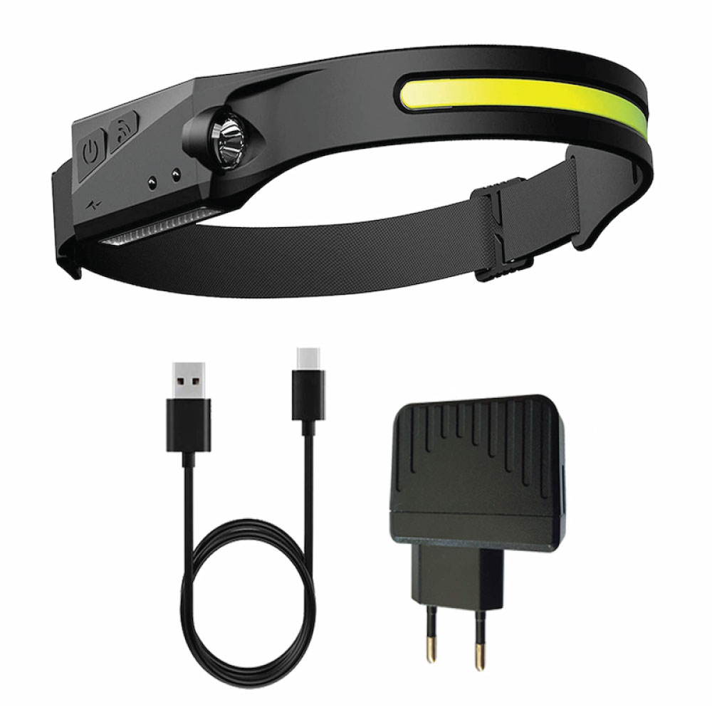 Zartek ZA-438 Rechargeable Sensor Headlamp for Comfortable Hands-Free Lighting including charger and charging cable