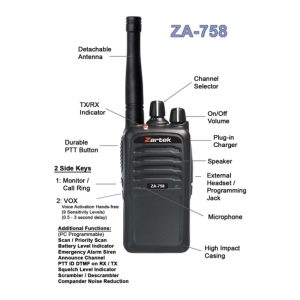 Zartek ZA-758 16-Channel UHF Two-Way Radio with VOX & Scrambler