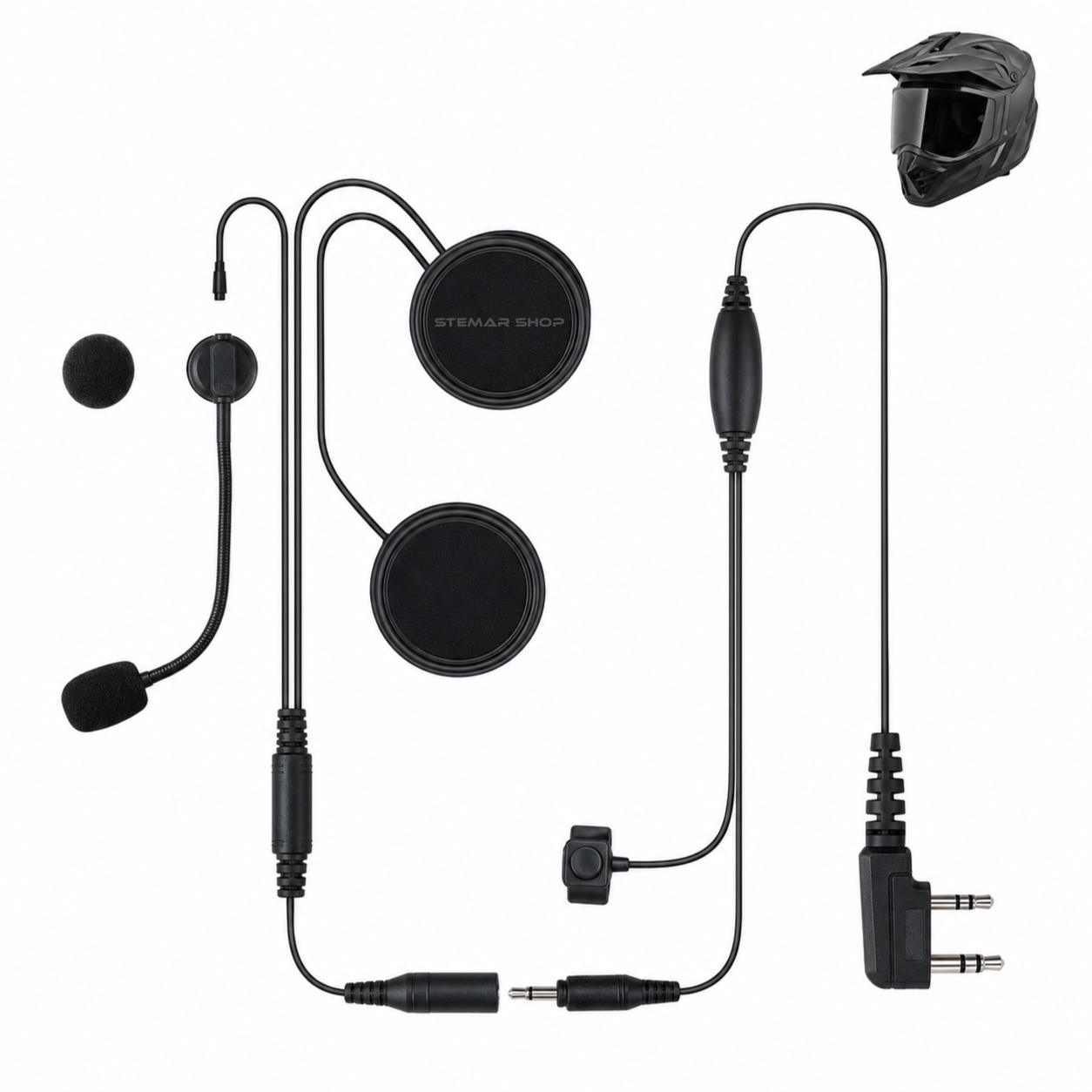 Zartek GE-299 Helmet Headset with Quick Disconnect & Finger PTT