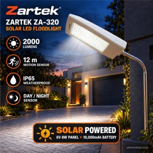 Zartek ZA-320 2000 Lumen Solar Motion Sensor LED Floodlight | IP65