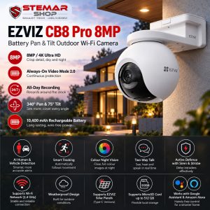 EZVIZ CB8 Pro Battery Pan/Tilt Wi-Fi Camera with AOV 2.0 (8MP)