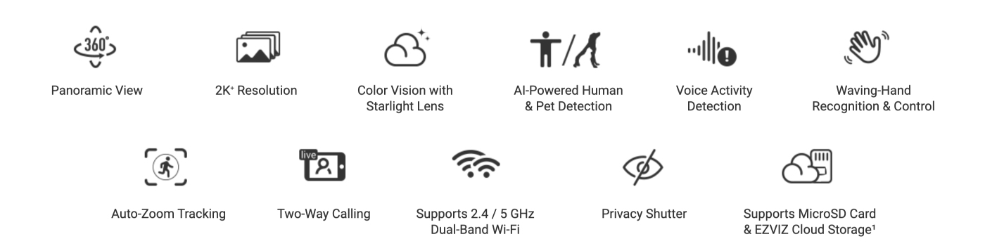 EZVIZ C6 Indoor Pan/Tilt Wi-Fi Camera with AI Human, Pet Detection (4MP) features