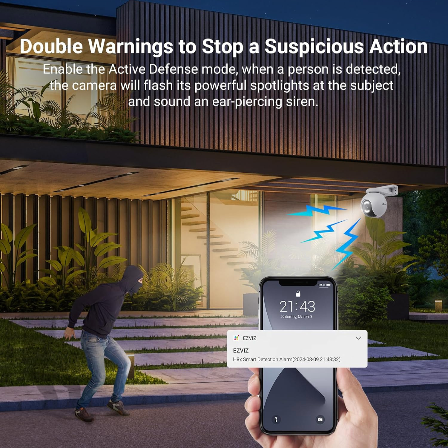EZVIZ H8x Outdoor Pan/Tilt Wi-Fi Camera - Colour Night Vision, AI Tracking, 4mm (4MP) - Image 4