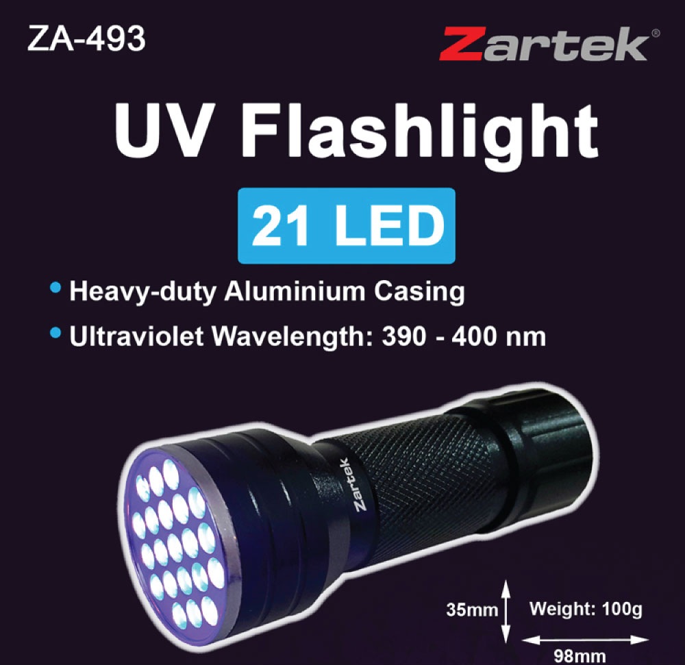 Zartek ZA-493 21 LED UV Flashlight for Scorpion Detection