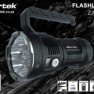 Zartek ZA-818 12000 Lumen Rechargeable Torch with OLED Display
