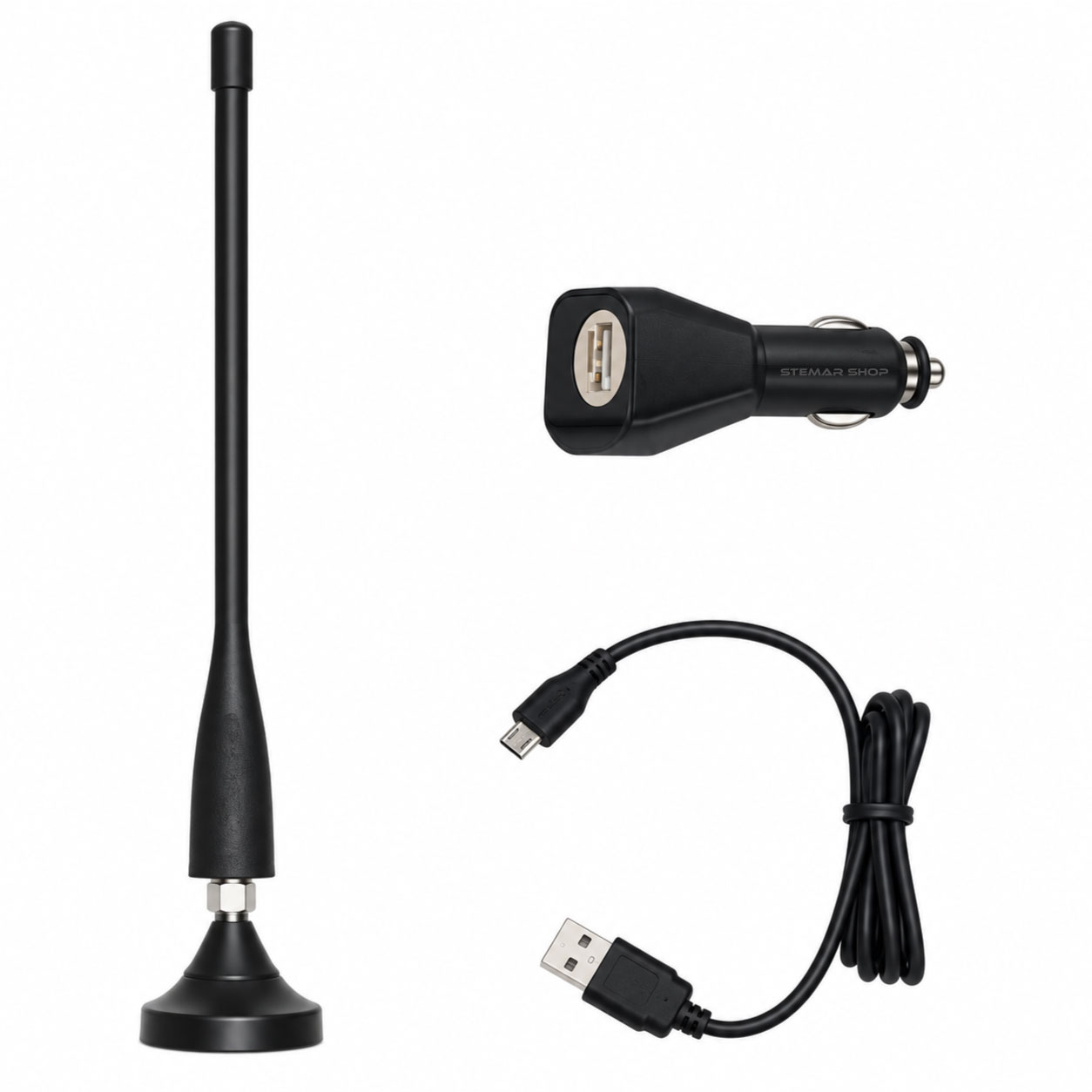 Zartek GE-372 ZA-720 car kit with magnetic UHF antenna and vehicle charger