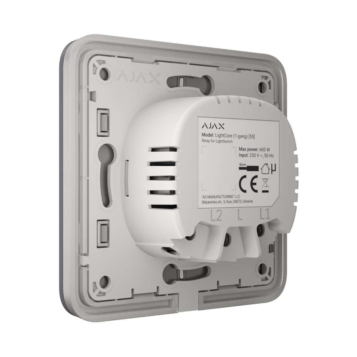 Ajax LightCore 1-Gang Smart Light Switch back perspective view