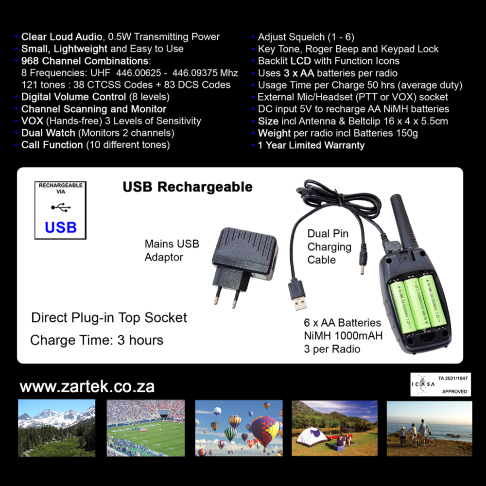 Zartek RX-8 Twin Pack Rechargeable Two-Way Radios lifestyle 2
