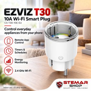 EZVIZ T30 10A Wi-Fi Smart Plug with Energy Monitoring, Timer & Scheduling – EU
