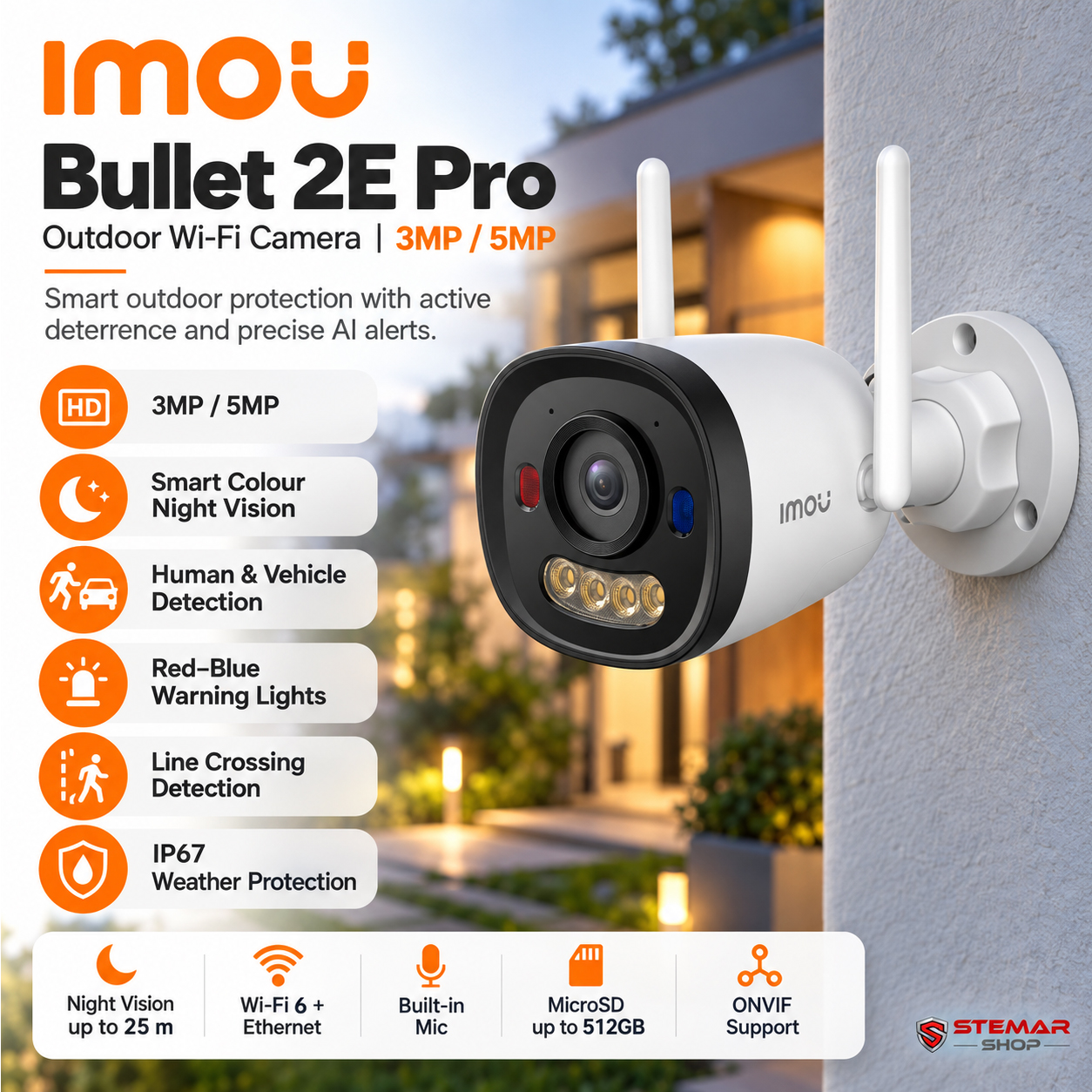 IMOU Bullet 2E Pro Outdoor Wi-Fi Camera with Colour Night Vision (3MP / 5MP) - Image 2