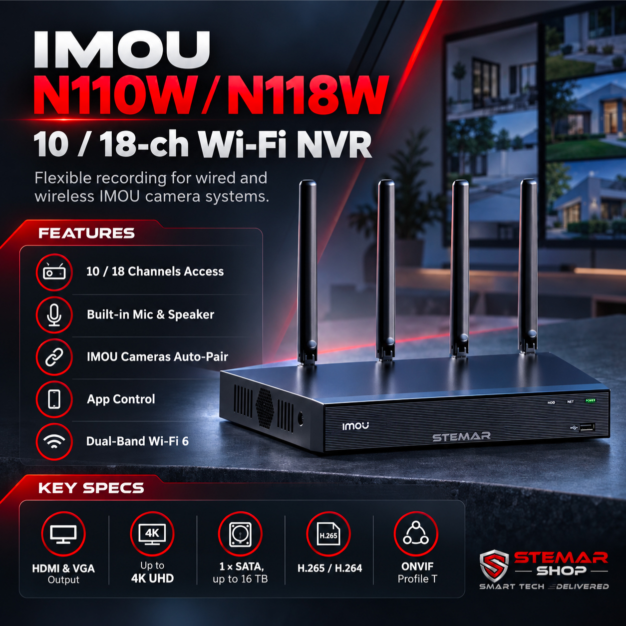MOU N118W 18-Channel Wi-Fi 6 NVR hero