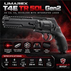 Umarex T4E TR50L Gen2 CO₂ Revolver with Integrated Laser | .50 Cal.